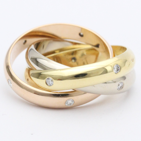 Polished CARTIER Trinity Ring 15PD Diamond TriColor 18K Gold BF558716 - Picture 2 of 9